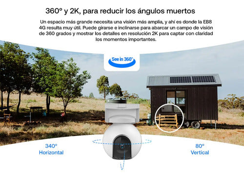 Camara Inalambrica Ezviz Eb8 4g 2k Recargable Auto Tracking Blanco