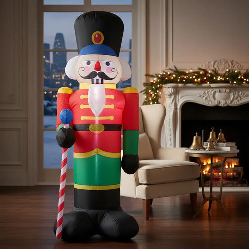 Muñeco Led Inflable Soldadito Plomo Decoracion Navidad 240cm Rojo