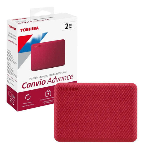 Disco Duro Externo Toshiba 2tb Canvio Advance 2.5in Usb 3.2 Rojo
