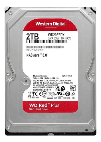 Disco Duro Interno Wd Red Plus 2tb 5400 Rpm Nas / Dvr / Nvr Rojo