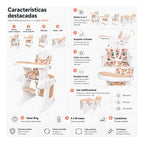 Silla De Comer Bebé 4 En 1 Reclinable Mesa Silla Infantil Silla 4 En 1 Blanco