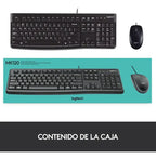 Kit De Teclado Y Mouse Logitech Mk120 Español Latinoamericano De Color Negro