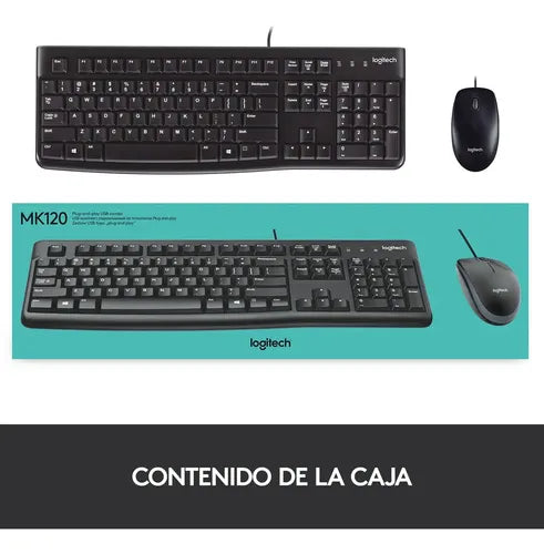 Kit De Teclado Y Mouse Logitech Mk120 Español Latinoamericano De Color Negro
