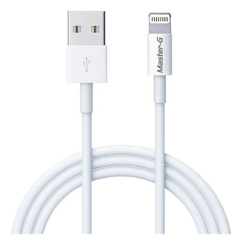 Cable Lightning A Usb-a Master-g Carga Rapida Power 2.1a 1m Blanco