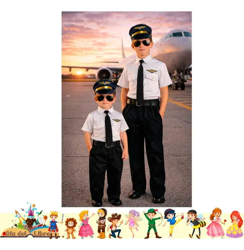 Disfraz Piloto Infantil Dia Del Libro Niños Blanco