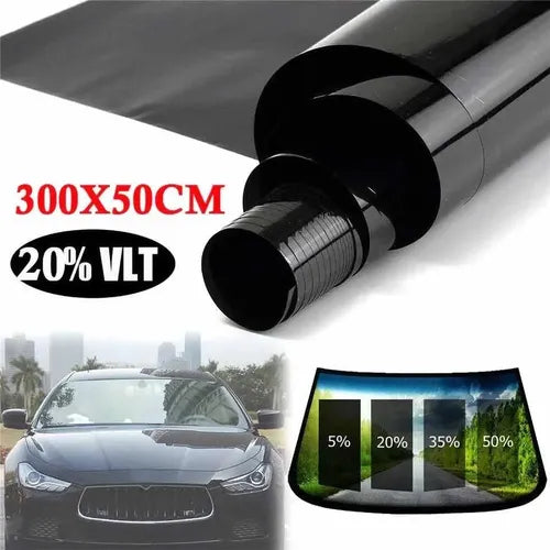 Papel Polarizado 20% Vlt 50x300cm + Cortante + Planchador Negro