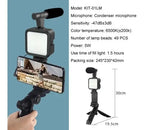 Kit De Grabación Con Micrófono Luz Led Y Soporte Tripode Color Negro