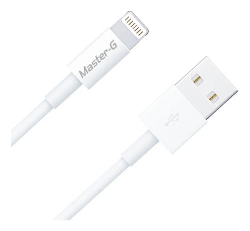 Cable Lightning A Usb-a Master-g Carga Rapida Power 2.1a 1m Blanco
