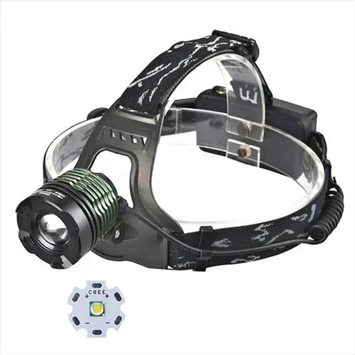 Linterna Frontal De Camping 2500lm Recargable High Power Blanco Negro
