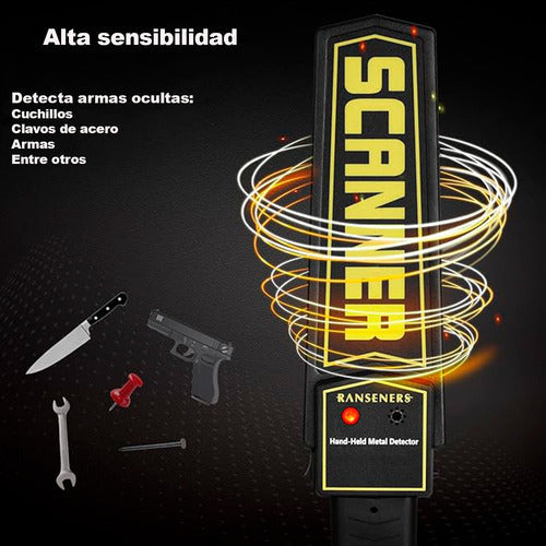 Detector Metales Paleta Scanner De Mano Vigilancia Seguridad Negro