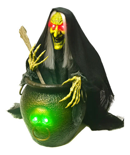 Bruja Animatronic Caldera Deco Halloween Sonido Movimiento