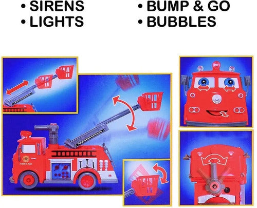 Camión De Bomberos Lanza Burbujas Divertido Musical Con Led Rojo