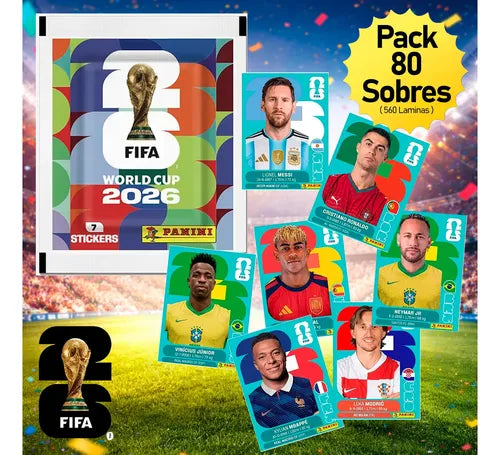 Pack 80 Sobre Fifa World Cup 2026 Original Panini 560 Lamina Fifia World Cup Pack 80