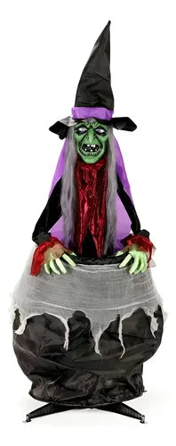 Bruja Animatronic Caldera Halloween Sonido Movimiento 150cm