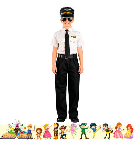 Disfraz Traje Piloto Cuentos Infantiles Dia Del Libro Niños Blanco