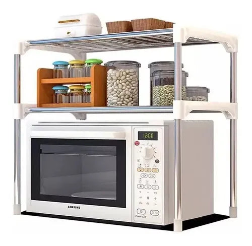 Rack 2 Niveles Estante Organizador Microondas Multiuso Cocin Plateado