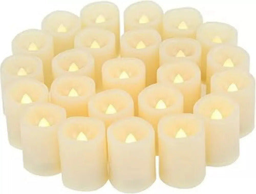 Pack 24 Velas Té Led Pilas Efecto Fijo Llama Boda Decoracion Amarillo Velas