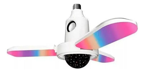 Ampolleta E27 Parlante 3 Aspas Bluetooth Luces Rgb + Control Rgb
