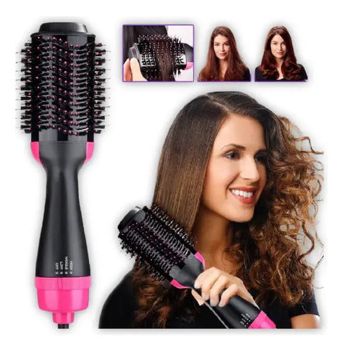 Cepillo Alisador Secador One Step Ion Modelo Nv-7211 Rosa