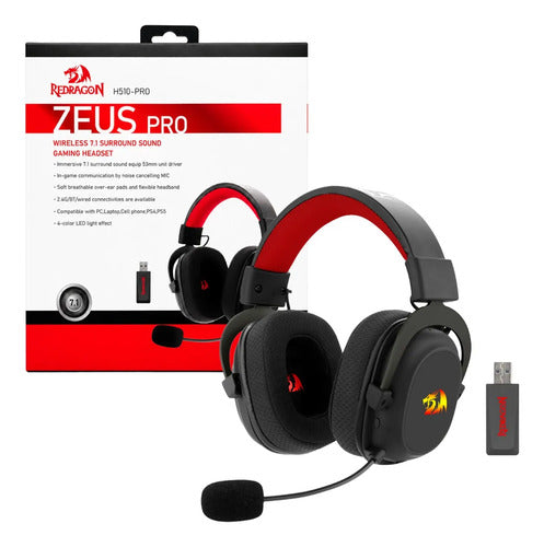 Audifonos Gamer Inalambricos Redragon Zeus Pro H510-pro 53mm Negro