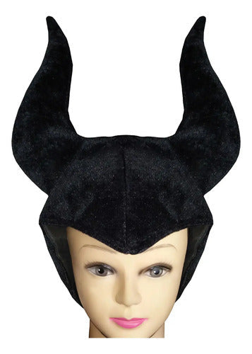 Sombrero Cuernos Malefica Disfraz Cosplay Fiestas Halloween Negro Unica Tela