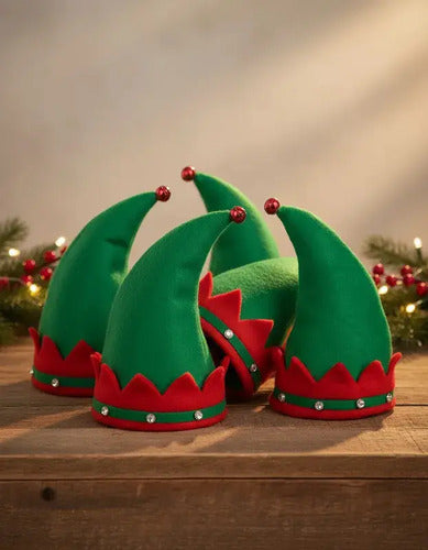 Sombrero Gorro Navidad Duende Elfo Con Sonajera Navideño Verde