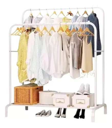 Perchero Metálico Doble Closet Organizador Hogar Blanco