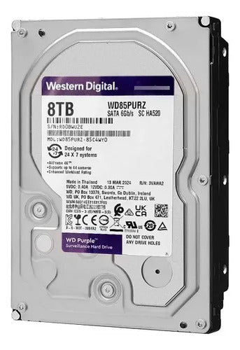 Disco Duro (dvr) Interno Sata 8tb Purpura Western Digital Wd85purz Negro