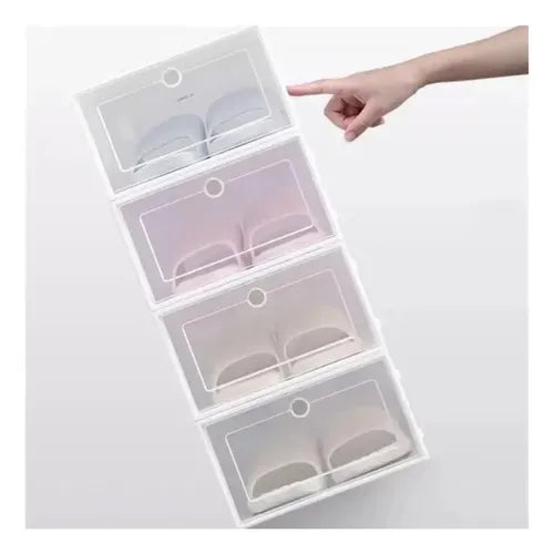Pack 6 Cajas Organizadora De Zapatos Organizador Transparent Blanco Apilables