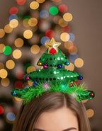 Pack 6 Cintillos Diademas Arbol Led Celebraciones Navideñas Verde