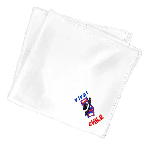 Pack 12 Pañuelo Baile Cueca Bordado Fiestas Patrias Y Danzas Blanco Liso