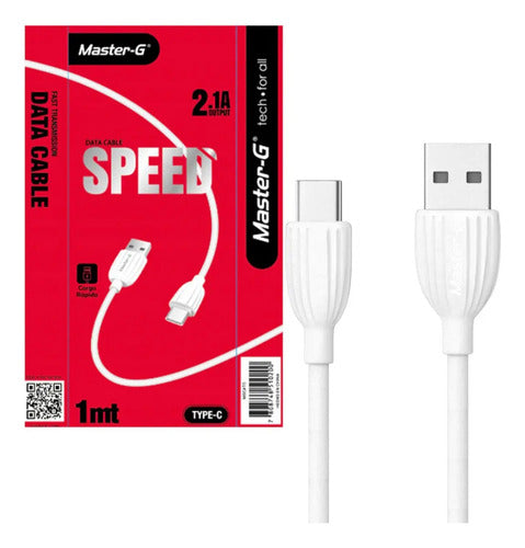 Cable Usb-c A Usb-a Master-g Carga Rapida Potencia 2.1a 1m Blanco