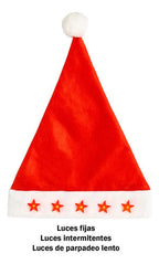 Gorro Estrellita Led Viejito Pascuero Santa Fiesta Navideñas Rojo