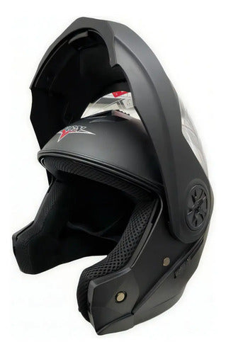 Casco Abatible Fgn Negro Para Moto Con Visor Doble Y Protección Uv Talla Xxl