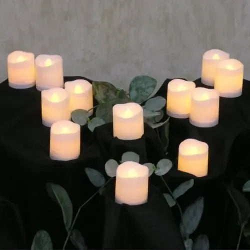 Pack 24 Velas Té Led Pilas Efecto Fijo Llama Boda Decoracion Amarillo Velas