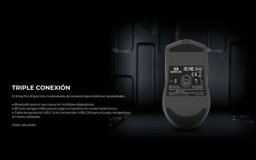 Mouse Gamer Redragon King Pro 26000dpi 5 Botones Programable Negro
