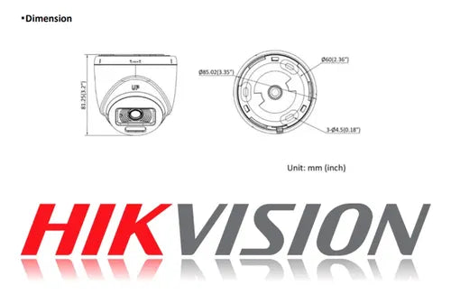 Camara Analoga Domo Hikvision Colorvu 2mp 2.8mm Microfono Blanco