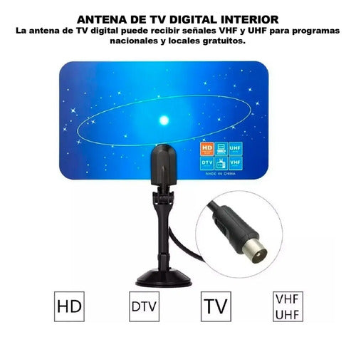 Antena De Tv Digital Hd Antena Para Interiores Hdtv 4k 1080p