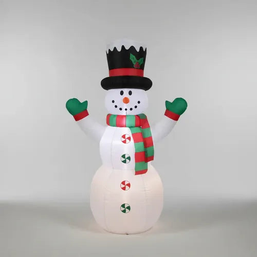 Muñeco Inflable Nieve Led Decoración Navidad 240cm Blanco