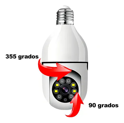 Camara Foco De Seguridad Panoramica Ip Wifi Vision Nocturna Blanco