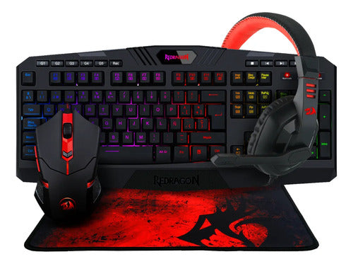Kit Gamer Redragon Teclado Mouse Y Audifonos S101 Combo 4en1 Negro