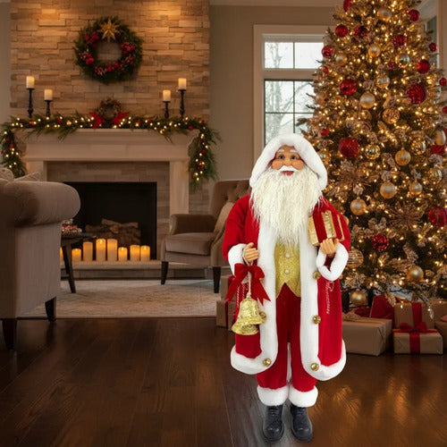 Muñeco Santa Con Campana Animatronic Dcoracion Navidad 115cm Rojo