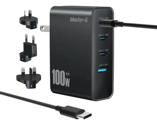Cargador Master-g Carga Rapida 100w Universal + Cable Usb-c Negro