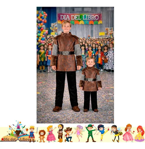 Disfraz Vikingo Infantil Celebracion Dia Del Libro Niños Marrón 7 A 9 Años