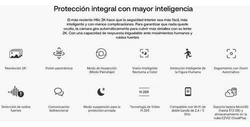 Camara Wifi Ezviz H6c 2k+ Seguimiento Inteligente Interior Blanco