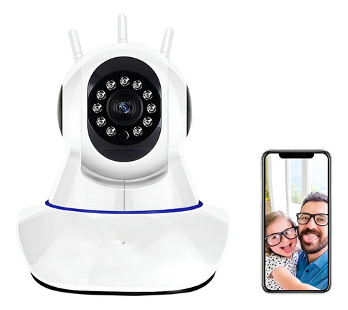 Camara Ip Wifi 1080p Onvif 2m Hd Visión Nocturna 360 Grados Blanco