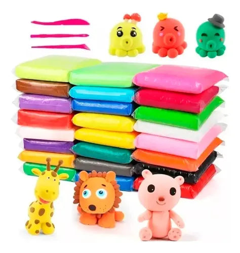 24 Arcillas Plastilina Magica De Colores Moldeable Suave Surtido