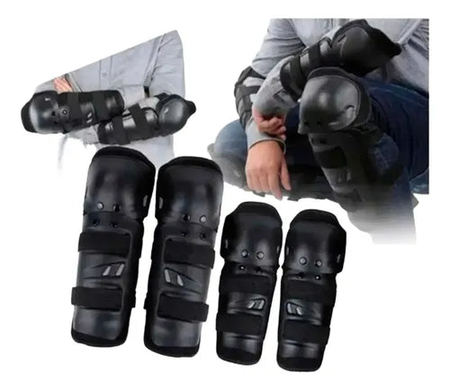 Set De Proteccion Rodilleras Y Coderas Semi Articulado  Negro Único