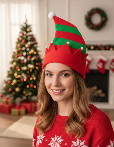Sombrero Gorro Navidad Duende Elfo Navideño Verde