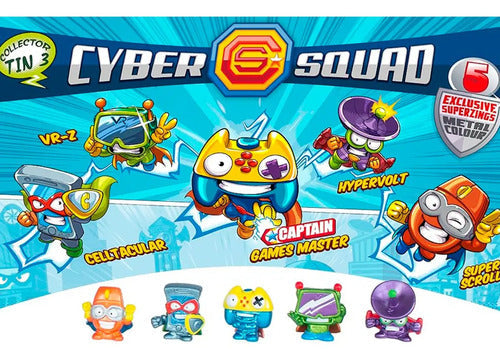 Pack 8 Caja Metalica Porta Superzings Especiales Cyber Squad